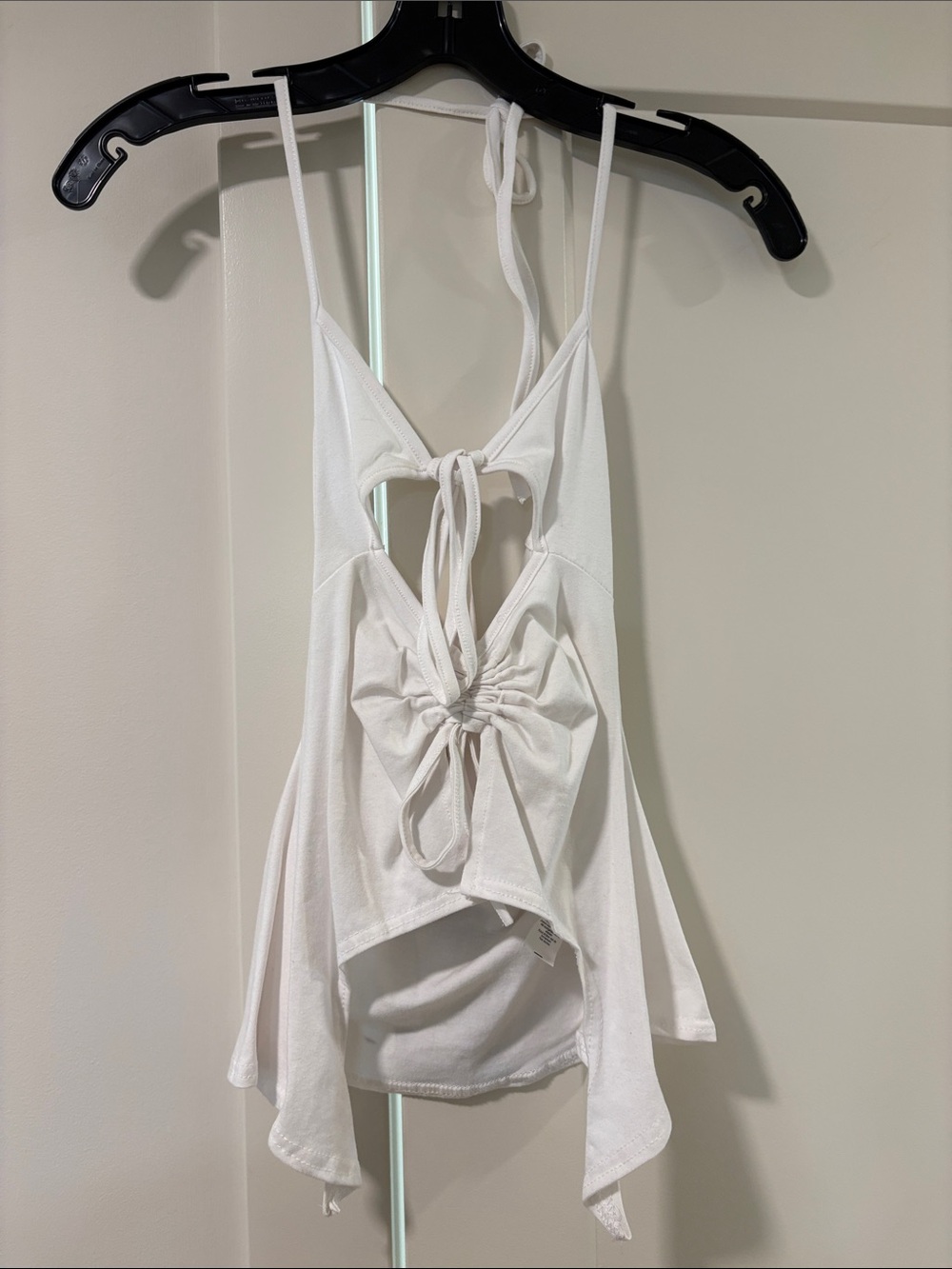 PrettyLittleThing White Tie-Back Open-Back Bow Halter Cami